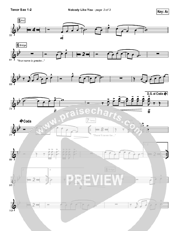 Nobody Like You Tenor Sax 1/2 (Red Rocks Worship)