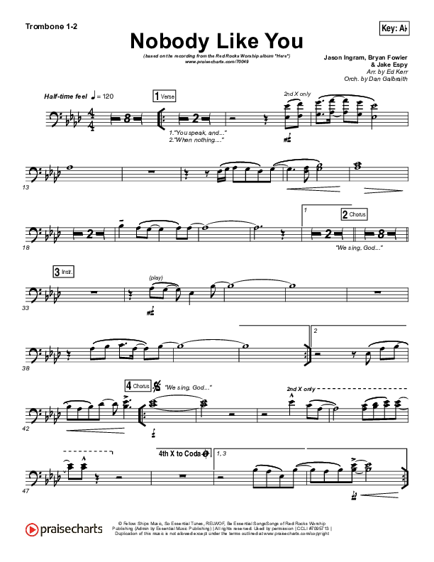 Nobody Like You Trombone 1/2 (Red Rocks Worship)