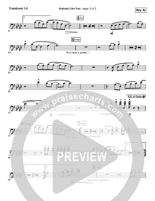 Nobody Like You Trombone 1/2 (Red Rocks Worship)