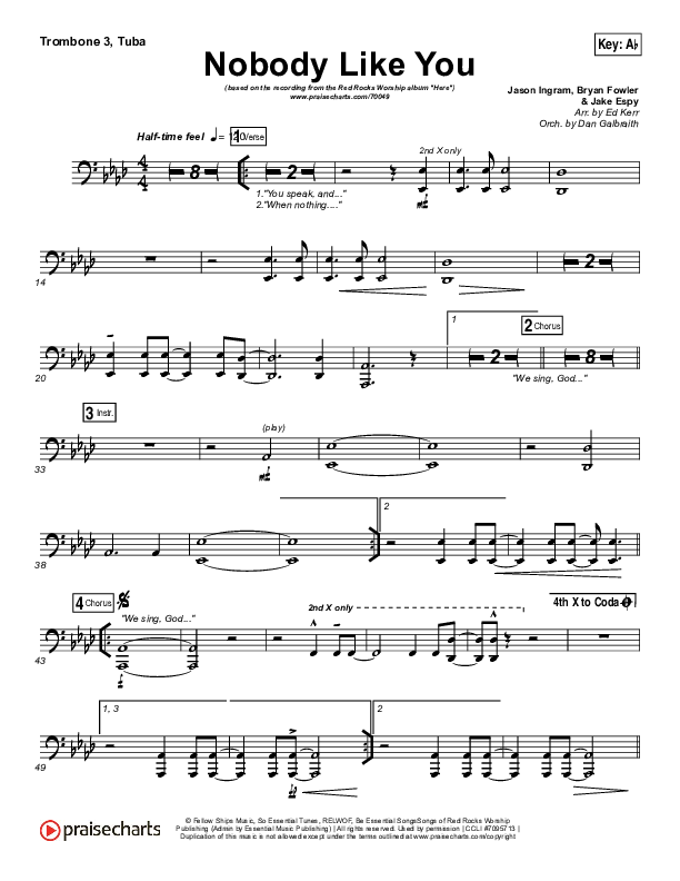 Nobody Like You Trombone 3/Tuba (Red Rocks Worship)