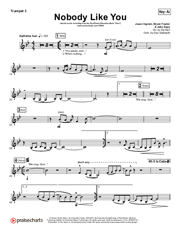 Nobody Like You Trumpet 3 (Red Rocks Worship)