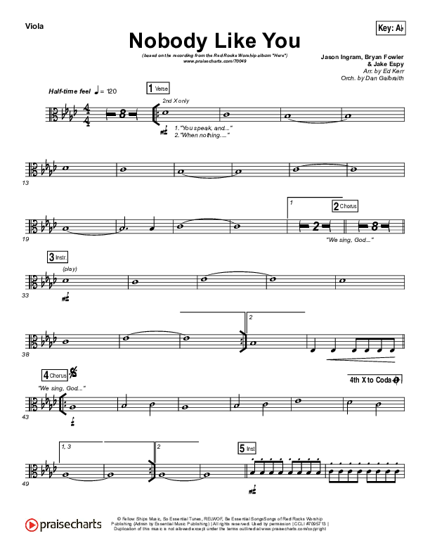 Nobody Like You Viola (Red Rocks Worship)