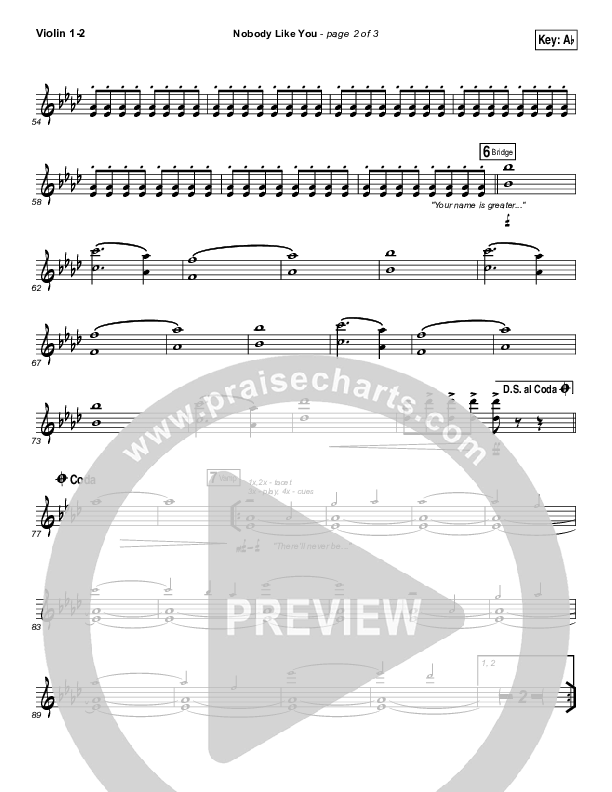 Nobody Like You Violin 1/2 (Red Rocks Worship)