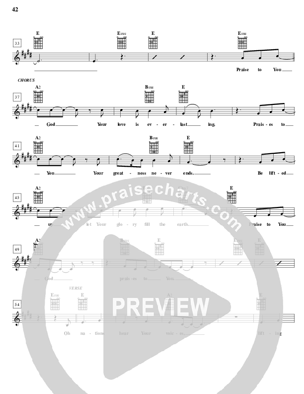 Praise To You Lead Sheet (Parachute Band)