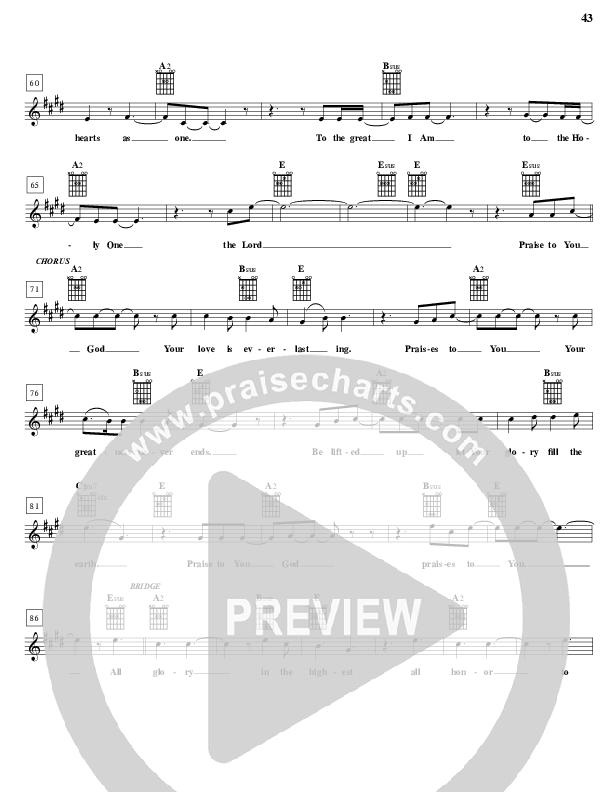 Praise To You Lead Sheet (Parachute Band)