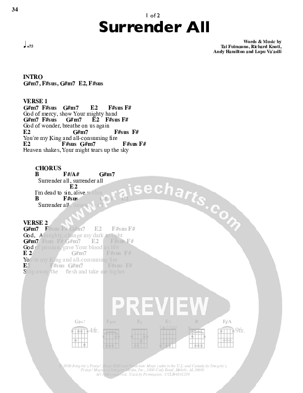 Surrender All Chords & Lyrics (Parachute Band)