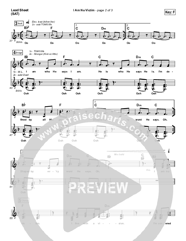 I Am No Victim Lead Sheet (SAT) (Kristene DiMarco)