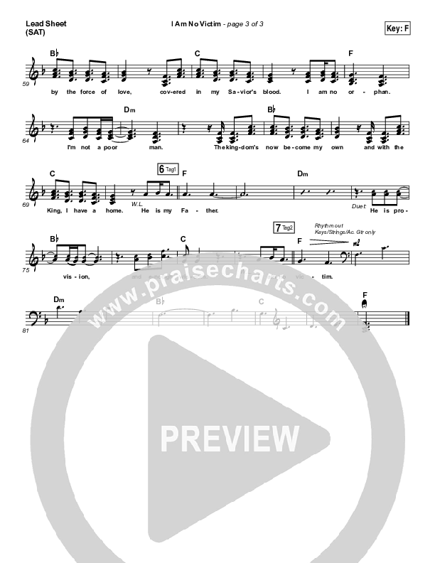 I Am No Victim Lead Sheet (SAT) (Kristene DiMarco)