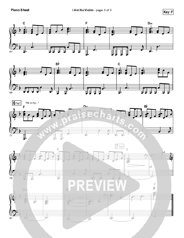 I Am No Victim Piano Sheet (Kristene DiMarco)