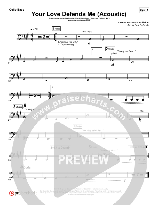 Your Love Defends Me (Acoustic) Cello/Bass (Matt Maher)