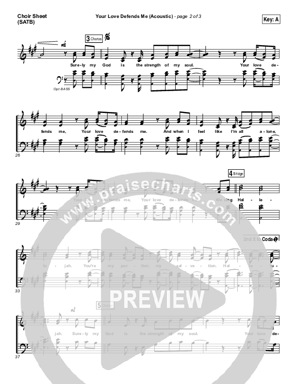 Your Love Defends Me (Acoustic) Choir Sheet (SATB) (Matt Maher)