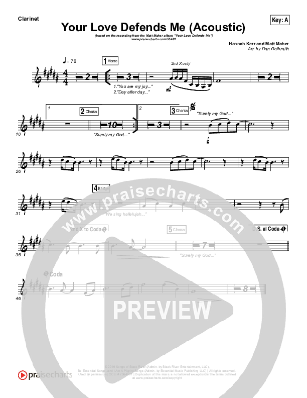 Your Love Defends Me (Acoustic) Clarinet (Matt Maher)