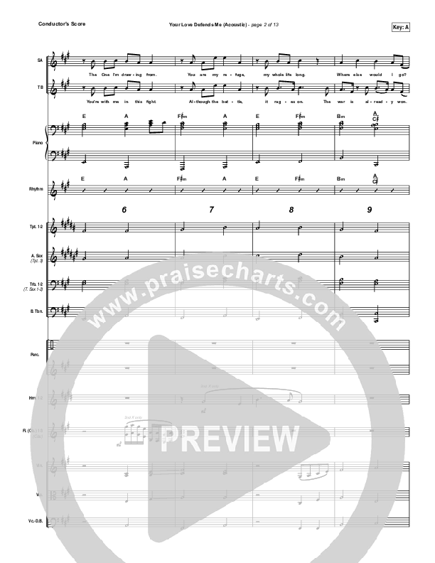 Your Love Defends Me (Acoustic) Conductor's Score (Matt Maher)