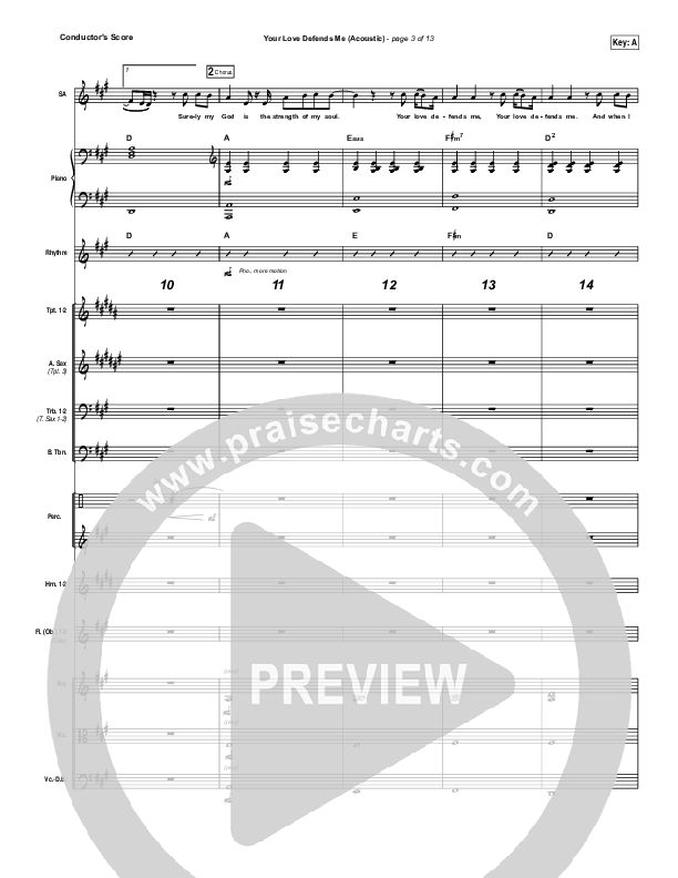 Your Love Defends Me (Acoustic) Conductor's Score (Matt Maher)