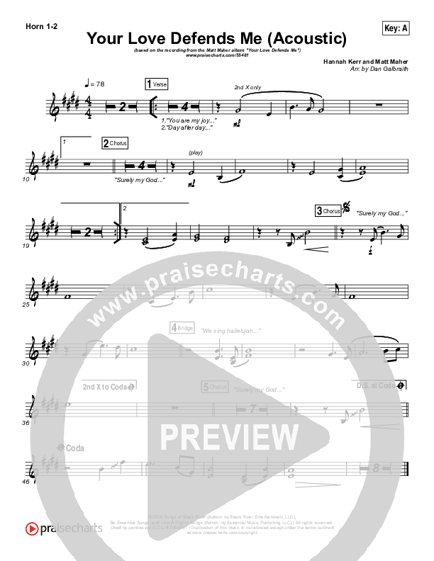 Your Love Defends Me (Acoustic) French Horn 1/2 (Matt Maher)