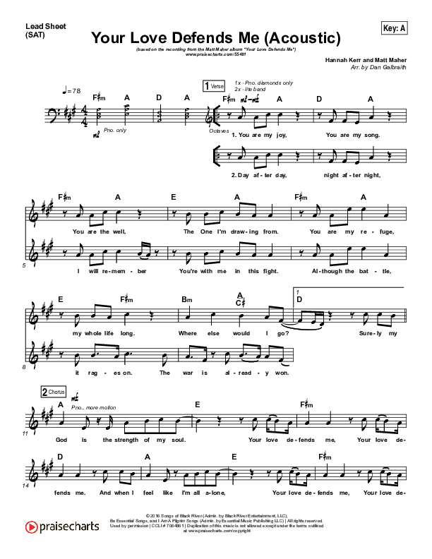Your Love Defends Me (Acoustic) Lead Sheet (SAT) (Matt Maher)