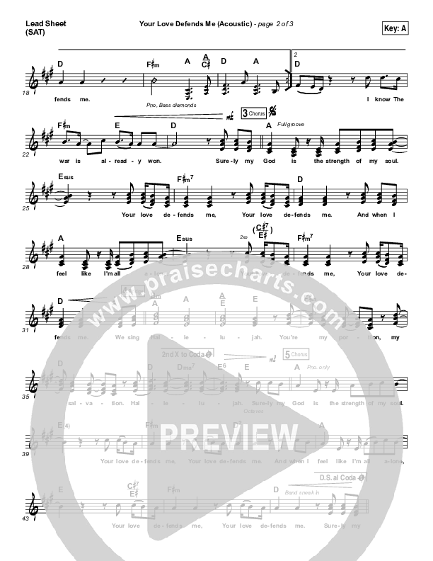 Your Love Defends Me (Acoustic) Lead Sheet (SAT) (Matt Maher)