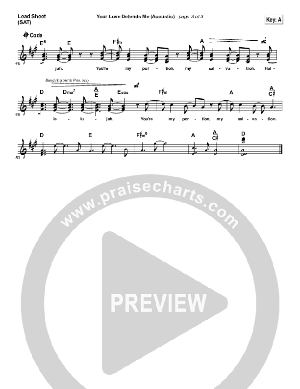 Your Love Defends Me (Acoustic) Lead Sheet (SAT) (Matt Maher)