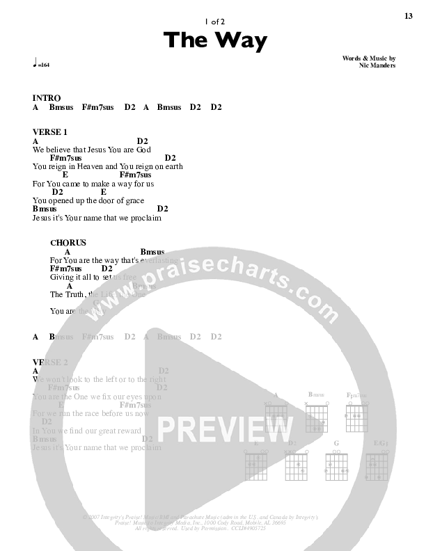 The Way Chords & Lyrics (Parachute Band)