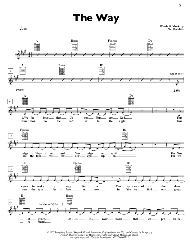 The Way Lead Sheet (Parachute Band)