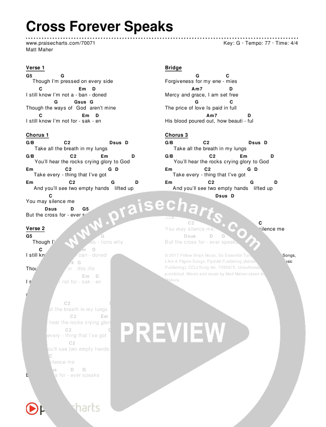 The Cross Forever Speaks Chords & Lyrics (Matt Maher)