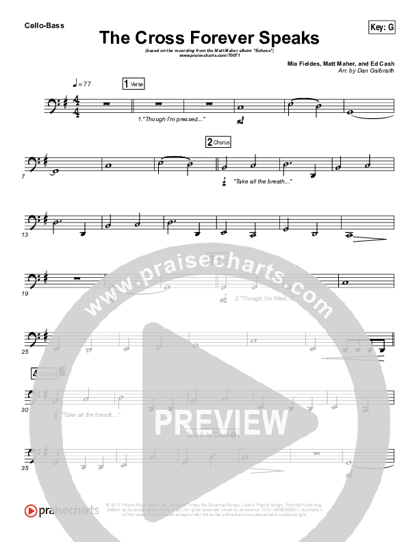 The Cross Forever Speaks Cello/Bass (Matt Maher)