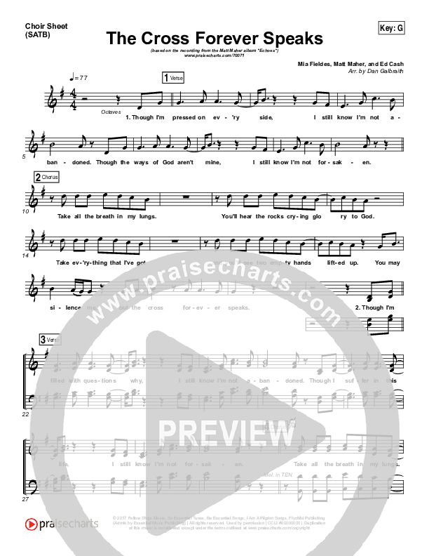 The Cross Forever Speaks Choir Sheet (SATB) (Matt Maher)