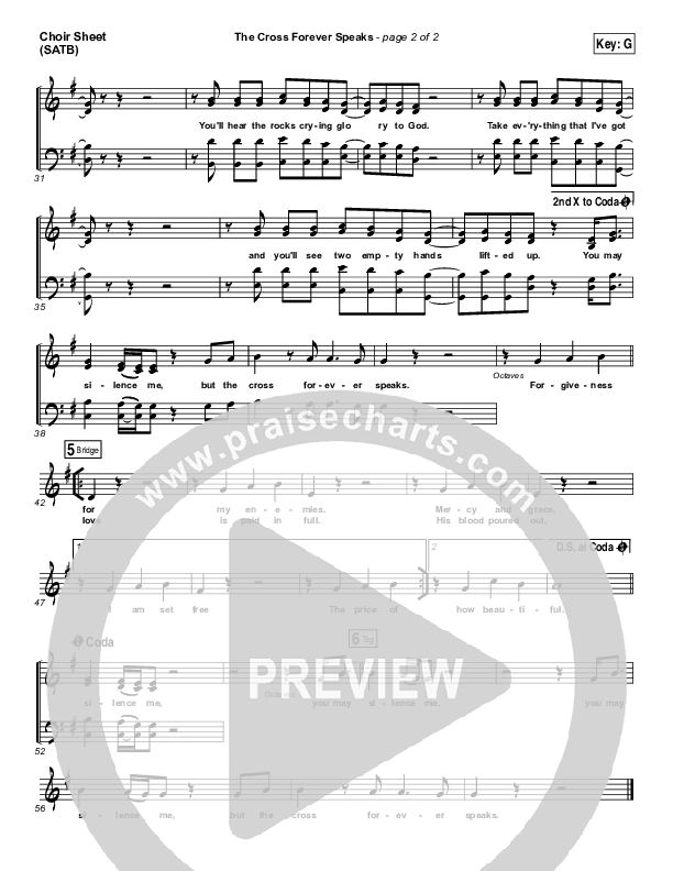 The Cross Forever Speaks Choir Sheet (SATB) (Matt Maher)