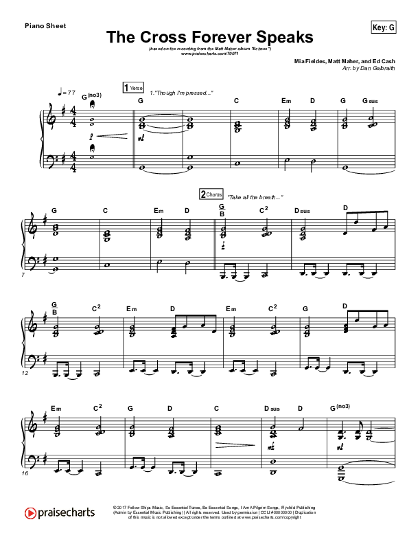 The Cross Forever Speaks Piano Sheet (Matt Maher)