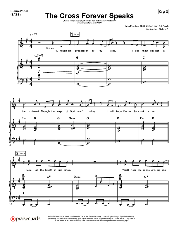 The Cross Forever Speaks Piano/Vocal Pack (Matt Maher)