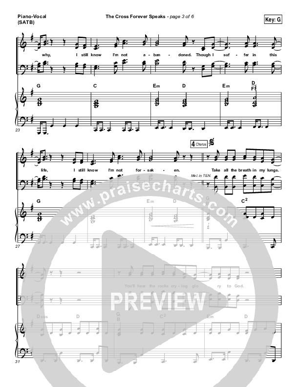 The Cross Forever Speaks Piano/Vocal (SATB) (Matt Maher)