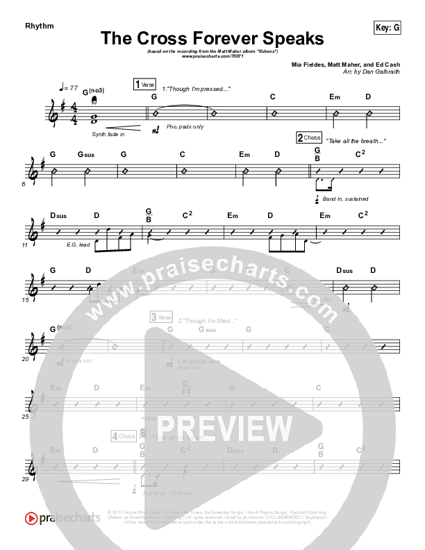 The Cross Forever Speaks Rhythm Chart (Matt Maher)