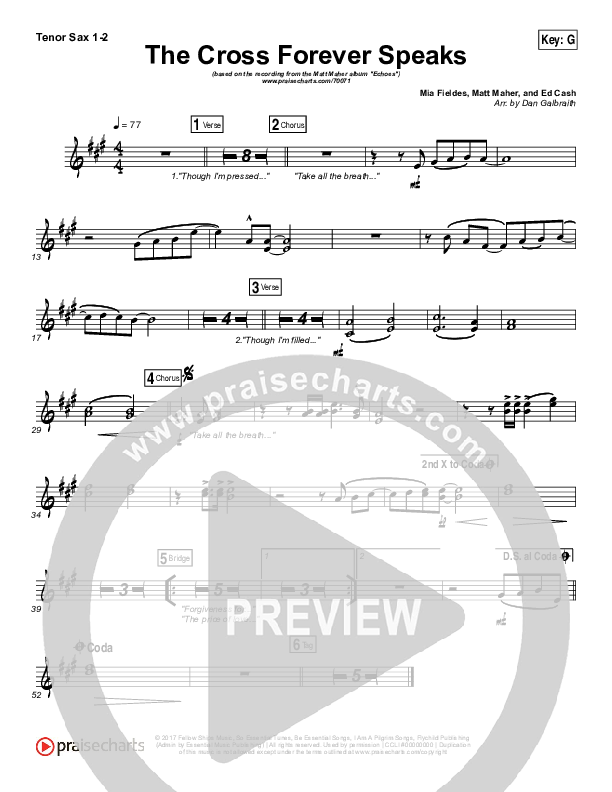 The Cross Forever Speaks Tenor Sax 1/2 (Matt Maher)