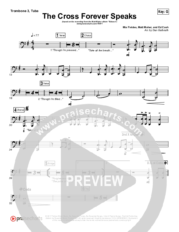 The Cross Forever Speaks Trombone 3/Tuba (Matt Maher)