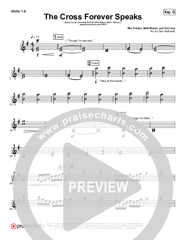The Cross Forever Speaks Violin 1/2 (Matt Maher)