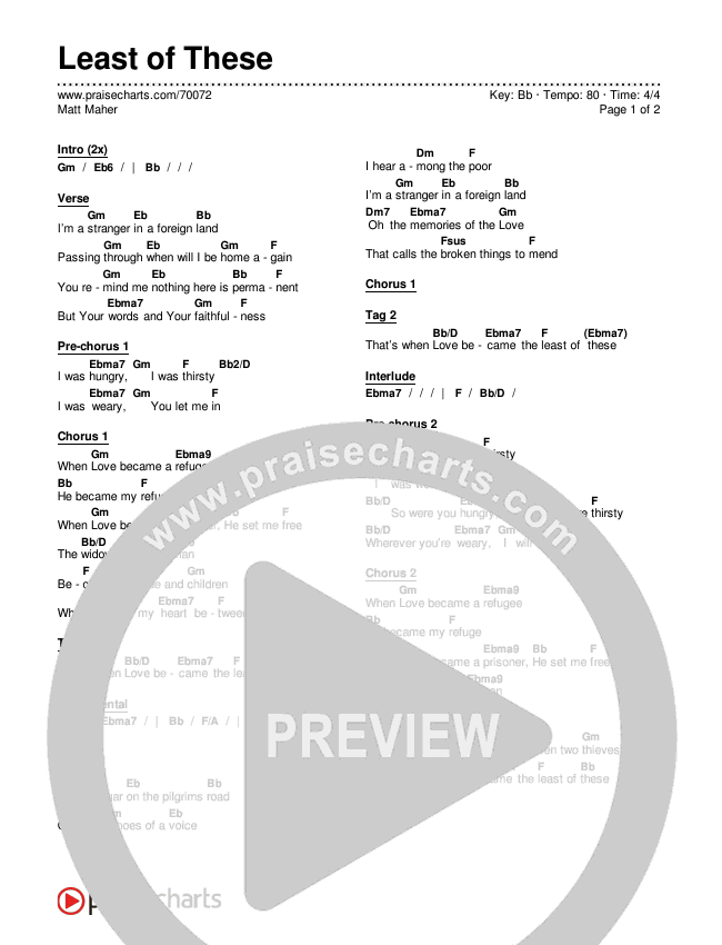 Least Of These Chords & Lyrics (Matt Maher)