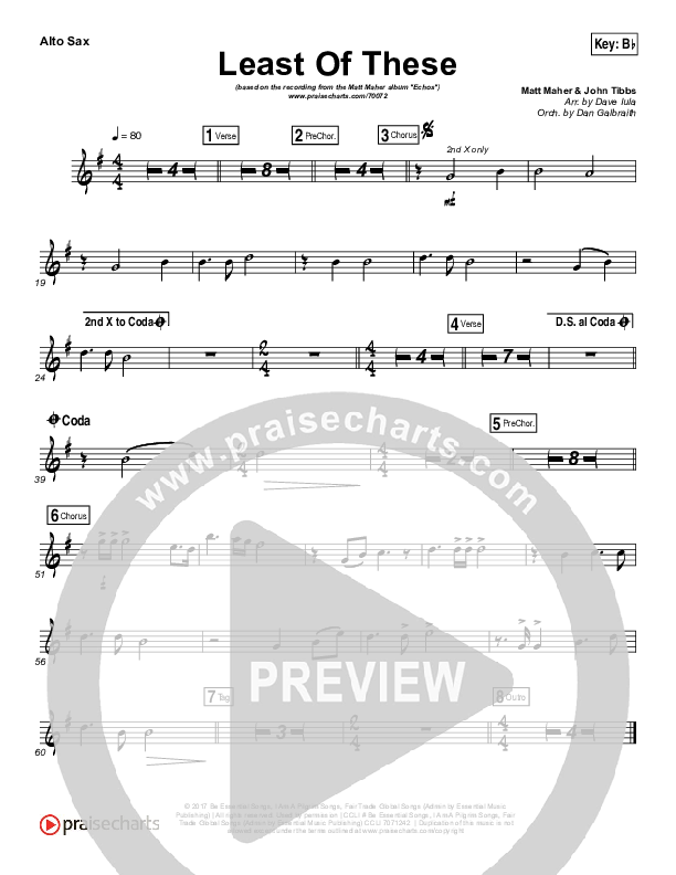 Least Of These Alto Sax (Matt Maher)