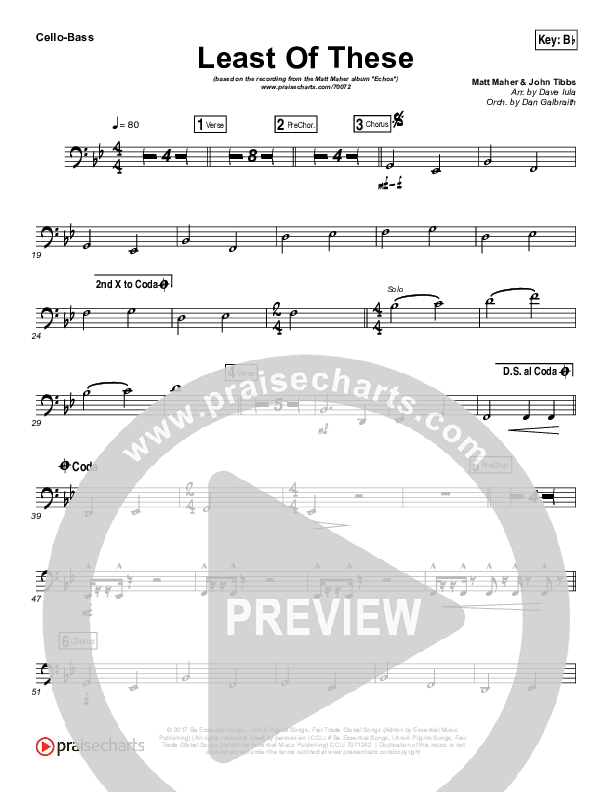 Least Of These Cello/Bass (Matt Maher)