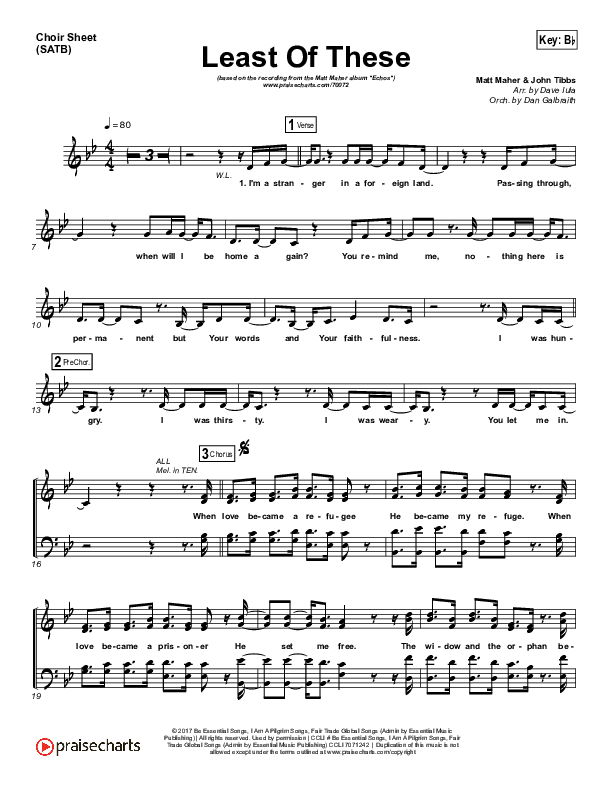 Least Of These Choir Vocals (SATB) (Matt Maher)