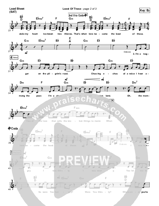 Least Of These Lead Sheet (SAT) (Matt Maher)
