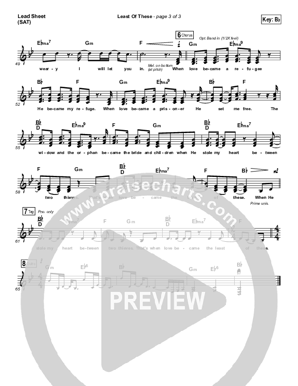 Least Of These Lead Sheet (SAT) (Matt Maher)