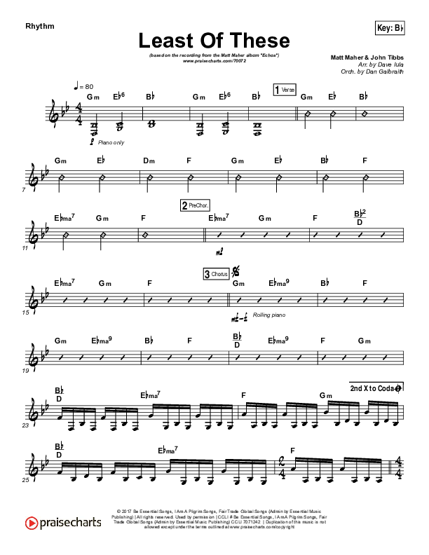 Least Of These Rhythm Chart (Matt Maher)