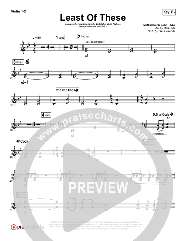 Least Of These Violin 1/2 (Matt Maher)