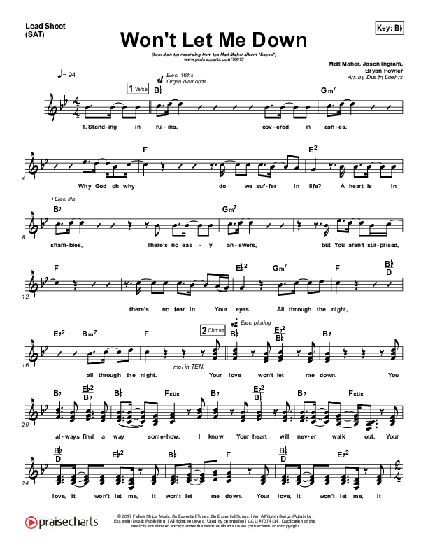Won't Let Me Down Lead (SAT) (Matt Maher)