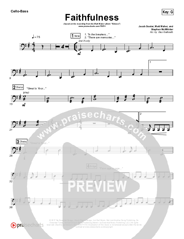 Faithfulness Cello/Bass (Matt Maher / Iron Bell Music)
