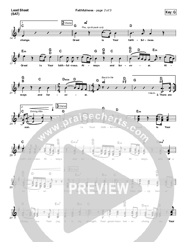 Faithfulness Lead Sheet (SAT) (Matt Maher / Iron Bell Music)