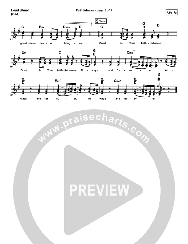 Faithfulness Lead Sheet (SAT) (Matt Maher / Iron Bell Music)