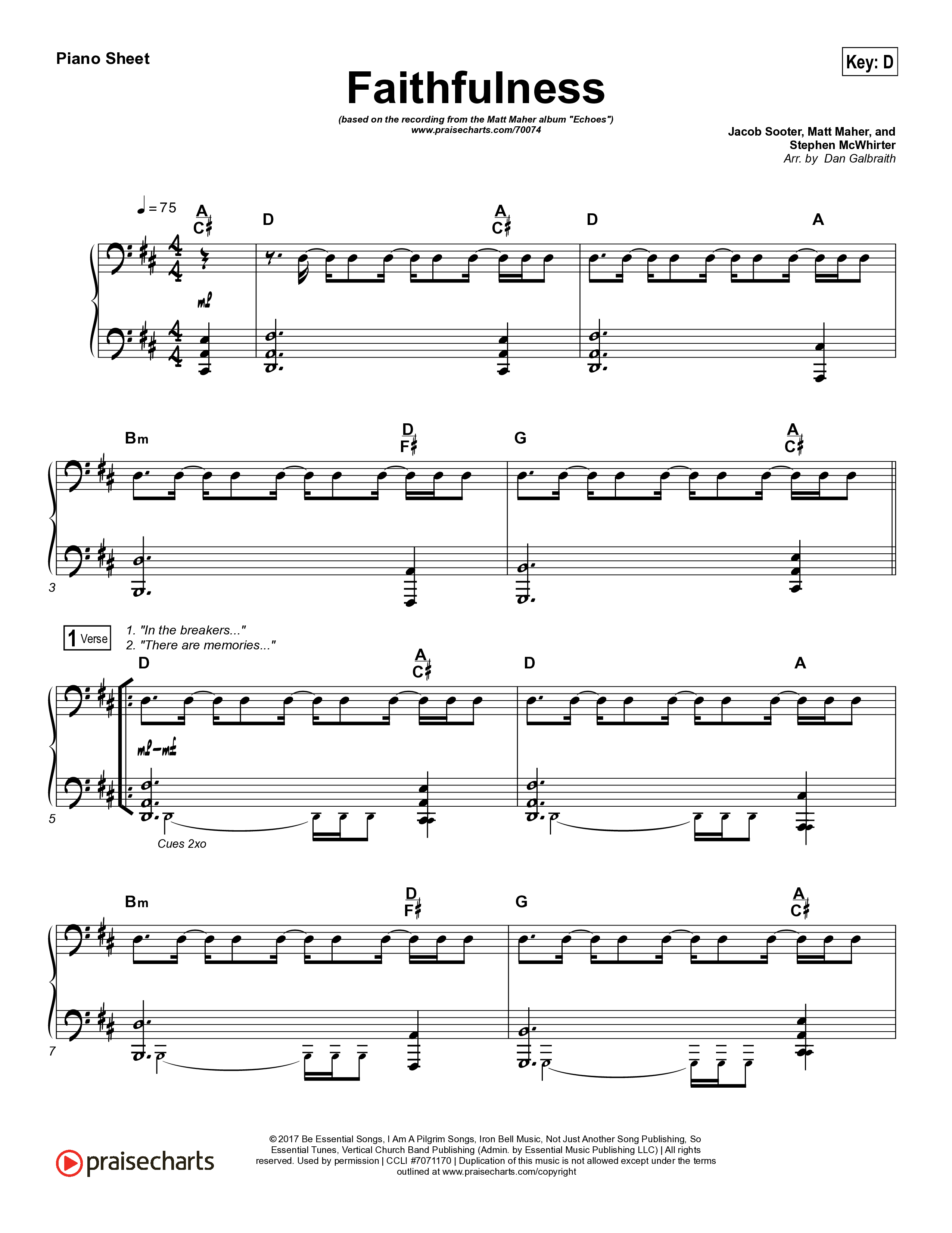 Faithfulness Piano Sheet (Matt Maher / Iron Bell Music)