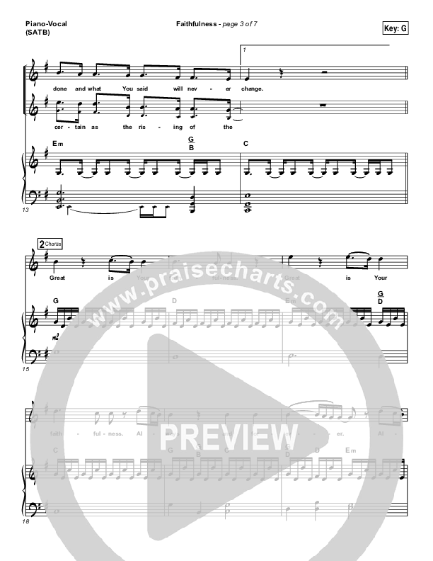 Faithfulness Piano/Vocal (SATB) (Matt Maher / Iron Bell Music)