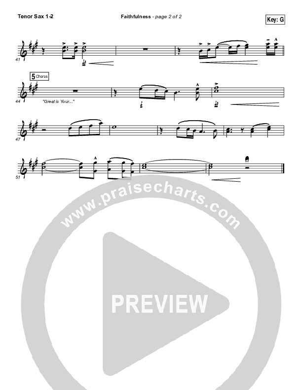 Faithfulness Tenor Sax 1/2 (Matt Maher / Iron Bell Music)